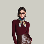 Mlle Ceinté Paris silk scarf, celestial star map and planets above, arcadian landscape with white horses below, circular design with pink baroque border.