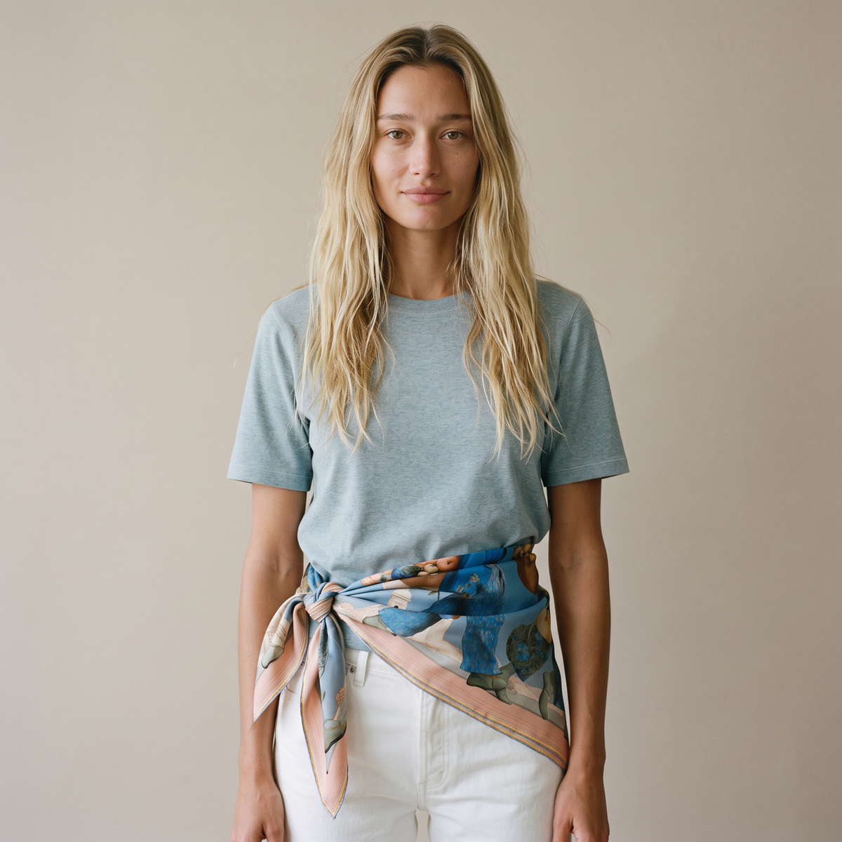 Market Day Procession — 100% Pure 14mm Silk Twill Scarf | Mlle Ceinté